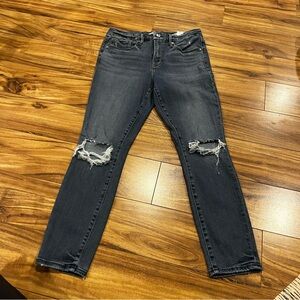 Good American Black Distressed Skinny Jeans